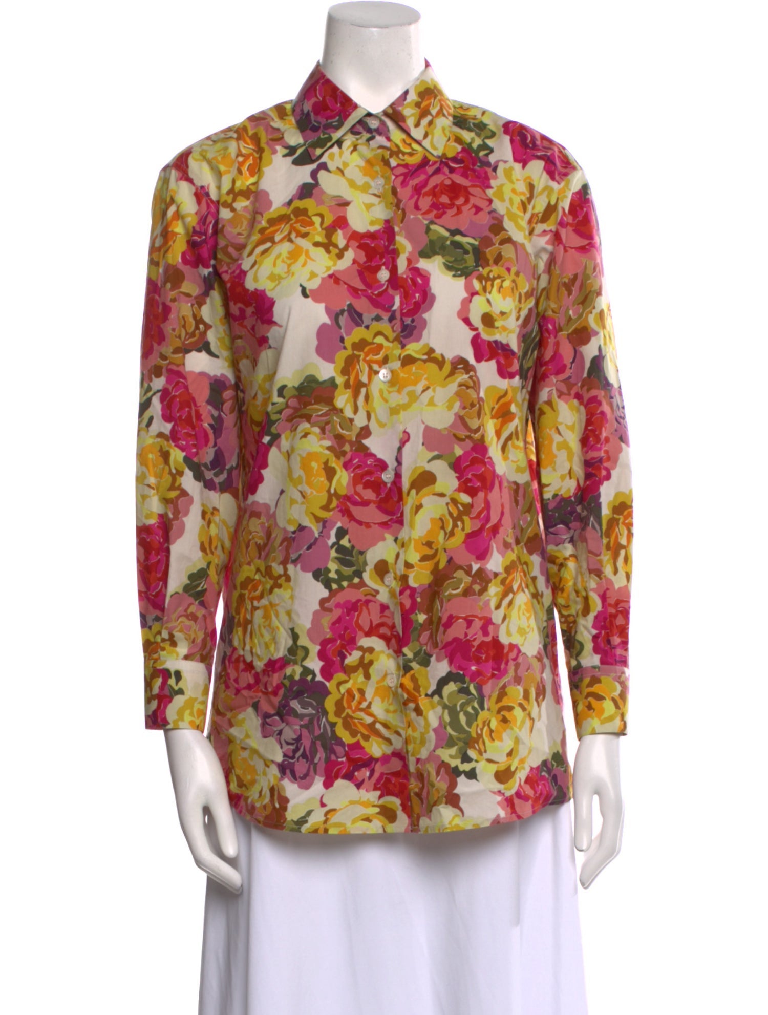 Dries Van Noten Floral Print Long Sleeve Button-Up Top